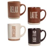 Tognana, Lot de 4 Mugs 450 ml Barista, New Bone China, Multicolore
