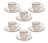 Tognana, Lot de 6 Tasses à café avec soucoupe 70 ml, New Bone China, Beige