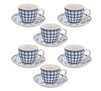 Tognana, Lot de 6 Tasses à café avec soucoupe 80 ml Cottage, New Bone China, Beige