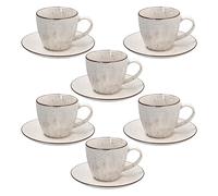Tognana, Lot de 6 Tasses à thé avec soucoupe 200 ml, New Bone China, Beige