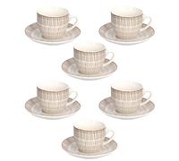 Tognana, Lot de 6 Tasses à thé avec soucoupe 200 ml Virtuo Beige, New Bone China, Beige