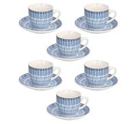 Tognana, Lot de 6 Tasses à thé avec soucoupe 200 ml Virtuo Blue, New Bone China, Bleu