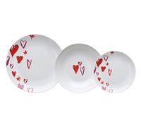 Tognana, Madison Service de table pour 6 personnes, 18 pièces, porcelaine blanche et rouge