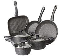 Tognana Mythos, Ensemble de casseroles et poêles avec 3 casseroles, 2 poêles, 1 Grille, 3 couvercles, 9 pièces, Aluminium, Gris
