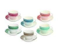 Tognana Nanami, lot de 6 tasses à thé 200 cc avec soucoupe, New Bone China, multicolore