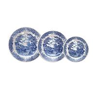 Tognana Old England Service de vaisselle pour 6 personnes, 18 pièces, Stoneware, blanc et bleu