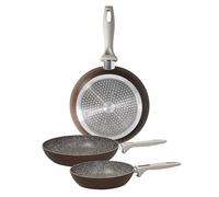 Tognana Pearlbrown stone Lot de 3 poêles Cm20/24/28, aluminium forgé, marron