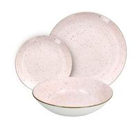 Tognana Pepper Bamboo, Service de vaisselle 18 pièces pour 6 personnes, Porcelaine, Rose