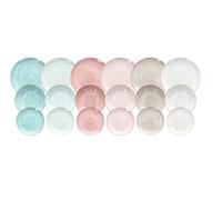 Tognana Pepper Bamboo Service de vaisselle pour 6 personnes, 18 pièces, porcelaine, multicolore