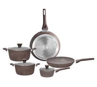Tognana Royal Rosestone set de casseroles et poêles 8 pièces, 2 casseroles 1 manche 24/28 cm, 1 casserole 1 manche 16 cm, 2 casseroles 2 anses 20/24 cm, 2 couvercles 16/20/24 cm, alluminioum, colombe