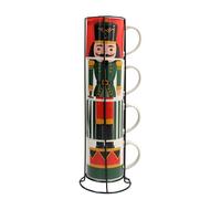 Tognana, Set de 4 Mugs 370 ml empilables avec support Toy Soldier, New Bone China, Multicolore