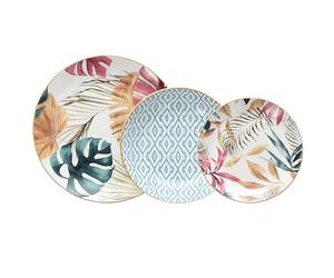 Tognana Tropical Rosè, Service d'assiettes 18 pièces, porcelaine, multicolore