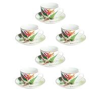 Tognana Tropicalia, coffret de 6 tasses à café avec soucoupe, porcelaine, multicolore