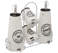 Tognana Urban Chic, Set Huilière, Acetière, Salière, Poivre, Céramique, Blanc et Noir