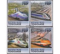 Togo 4039-4042 (complète.Edition.) Neuf avec Gomme Originale ** MNH 2011 30 Années TGV (Timbres pour Les collectionneurs) vehicules sur Rails/funiculaire