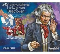 Togo Bloc-Feuillet 1199 (complète. édition) Neuf avec Gomme Originale ** MNH 2015 Ludwig Van Beethoven (Timbres pour Les collectionneurs) Musique/Danse
