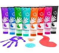 TOGOU2S Kit de Peinture au Doigt avec Têtes Éponge 8 Couleurs Non Toxique et Lavable 75ml/Tube, Cadeau d'Éveil pour Enfant, Peinture Artistique
