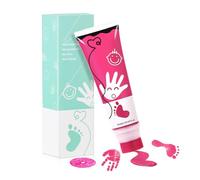 TOGOU2S Kit Empreinte Bebe Avec Attachement Éponge, Non Toxique et Lavable, Convient à la Réalisation D'empreintes de Mains et de Pieds de Bébés, Les Bricolages Familiaux, Cadeau de Noël, Rose