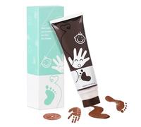 TOGOU2S Kit Empreinte Bebe Avec Attachement Éponge, Non Toxique et Lavable, Convient à la Réalisation D'empreintes de Mains et de Pieds de Bébés, Les Bricolages Familiaux, Cadeau de Noël, Brun