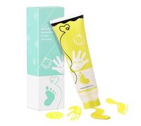 TOGOU2S Kit Empreinte Bebe Avec Attachement Éponge, Non Toxique et Lavable, Convient à la Réalisation D'empreintes de Mains et de Pieds de Bébés, Les Bricolages Familiaux, Cadeau de Noël, Jaune