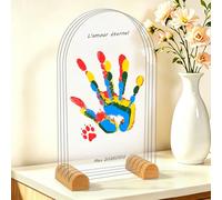 TOGOU2S Kit Empreinte Familiale Pour 4 Empreintes, Cadre pour Empreintes de Main/Pied Bébé, Souvenir Familial Créatif et Décoration Maison, Cadeau Baptême/Anniversaire/Fête des Pères/Mères