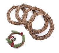 TogtherKings 4 Pièces Couronnes en Rotin Naturel Artisanale, Naturelle Couronnes de Vigne, Couronnes Bois, pour Noël, Mariages, Décoration de Fête de Vacances à Suspendre au Mur (20, 25, 30, 35 cm)