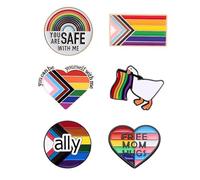 TogtherKings 6 pièces Set de pins LGBTQ Pride, Progress Pride Ally Badge, Bouton drapeau, Broche émaillée arc-en-ciel,accessoires LGBTQ Pride Pin arc-en-ciel,Gay, Lesbiennes,pour Décorer les Chemises