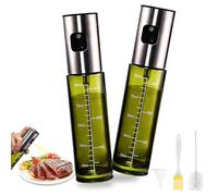 TOHADRILL 2 Pièces Spray Huile Cuisine, Pulvérisateur Huile Cuisine 100ml, Pulverisateur Huile en Verre de Protection UV, Spray Cuisine Air Fryer pour Griller, Salade, Cuisson