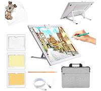 TOHETO A3 Rechargeable Tablette Lumineuse Diamond Painting avec Sac, Table Lumineuse Dessin avec Support Pliable Uminosité Réglable Tableau Tumineux,LED Tables à Dessin Lumineuse pour Tatouage （Blanc）