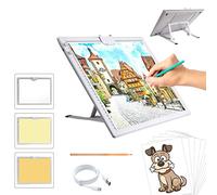 TOHETO A3 Rechargeable Tablette Lumineuse Diamond Painting, Table Lumineuse Dessin avec Support Pliable Uminosité Réglable Tableau Tumineux,LED Tables à Dessin Lumineuse pour Tatouage,Croquis （Blanc）