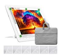 TOHETO A4 rechargeable Tableau lumineux avec support, sac, bloc lumineux magnétique super lumineux avec boutons latéraux, boîte à lumière sans fil pour traçage et le dessin, croquis, peinture diamant