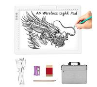 TOHETO A4 Rechargeable Tablette Lumineuse Diamond Painting avec Sac, Support Innovant et clip supérieur,Table Lumineuse Dessin, Uminosité Réglable Tableau Tumineux,LED Tables à Dessin Lumineuse(Blanc)