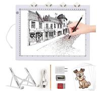 TOHETO A4 Tableau Lumineux pour Dessiner avec Support Pliable, 8000 Lux Tampon Lumineux Ultra Fin Artiste LED Tracing Light Pad Board Box for Suivi, Dessin, Tatouage, Croquis, Peinture Diamant - Blanc