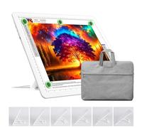 TOHETO Tableau lumineux A3 rechargeable avec support, sac, tampon lumineux magnétique super lumineux avec boutons latéraux, boîte à lumière sans fil pour le traçage et le dessin, table lumineuse sans