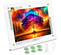 TOHETO Tableau lumineux magnétique A2 rechargeable de 64 x 47 cm, grand bloc lumineux pour peinture diamant avec boutons latéraux, 3 couleurs lumineuses pour le traçage et le dessin, table lumineuse