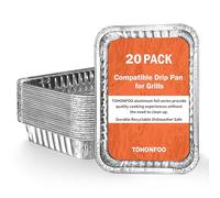 TOHONFOO Lot de 20 doublures d'égouttement pour barbecue et fumoir Ninja OG701 Woodfire - Compatible avec Weber Genesis - Spirit - Série Q - Revêtement jetable en aluminium pour bac à graisse