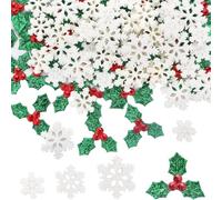 Tohrugue 150PCS Flocons de Neige de Noël Ornement,Mini Flocon de Neige en Résine Ornement,Blanc Flocon de Neige Feuille de Baies Paillettes pour Bricolage Artis
