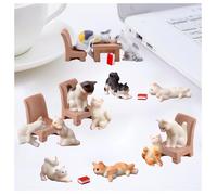 Tohrugue 20Pcs Miniature avec Chat Jouet,Figurine Animaux,Mini Animaux en résine,Mini Resin Animals Set pour Dollhouse Décor Micro Paysage Décoration (20Pcs,A)