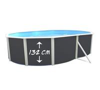 TOI Piscine hors sol ovale Magnum compact - 550 x 366 x 132 cm - Gris anthracite (Kit complet piscine Filtre Skimmer et