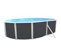 TOI Piscine hors sol ovale Mallorca - 500 x 366 x 120 cm - Gris anthracite (Kit complet piscine Filtre Skimmer et échelle)