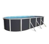 TOI Piscine hors sol ovale Mallorca - 730 x 366 x 120 cm - Gris anthracite (Kit complet piscine Filtre Skimmer et échelle)