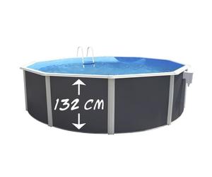 TOI Piscine hors sol ronde Magnum compact - 550 x 132 cm - Gris anthracite (Kit complet piscine, Filtre, Skimmer et échelle)