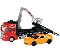 Toi-Toys 24087B - Metal World Jouet Voiture - Remorquage de voiture avec pont élévateur & remorquage de voiture