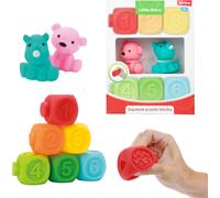 Toi-Toys 71003A - Little Stars - 6 blocs d'empilage de couinements pour bébés et 2 animaux en caoutchouc Jouets pour bébés