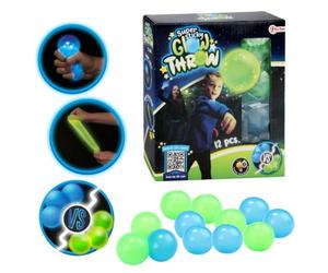 Toi-Toys Boules Collantes Glow in The Dark Set Bleu et Vert - Esemble de 12 pièces Boule Fluorescente de Jeux Lance-Balles Jeu de Balle l'extérieur et l'intérieur a partir de 3 Ans