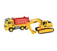 Toi-Toys camion à benne basculante et excavateur avec lumière et son jaune Geel G