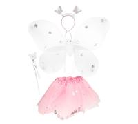 Toi-Toys Costume Princess Friends Fée Papillon Tutu Ailes Diadème Bâton Magique