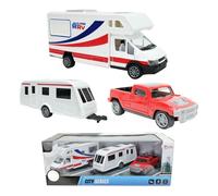 Toi-Toys Ensemble De Véhicules Modèles Camping-Car + Caravane + Camion Pick-Up
