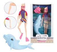 Toi Toys - Poupée Lauren 29 cm - Plongeur avec son dauphin