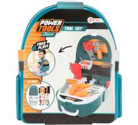 TOI-Toys Power Tools Sac à dos à outils pour enfants - avec 21 pièces - Jeu de rôle costume d'ouvrier du bâtiment/artisan - à partir de 4 ans
